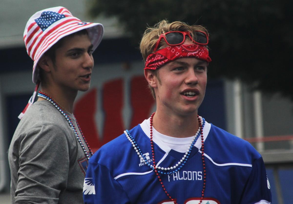 At last Friday’s Student Section Revolution, senior quarterback William “Chip” Crouch enjoys applause from the student body. Crouch was voted Times-News Player of the Week for his performance in the 35-28 win over North Buncombe.