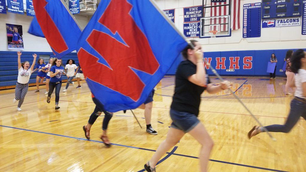 Student government members make a spirited entrance. (Photo by Avery Brewer)